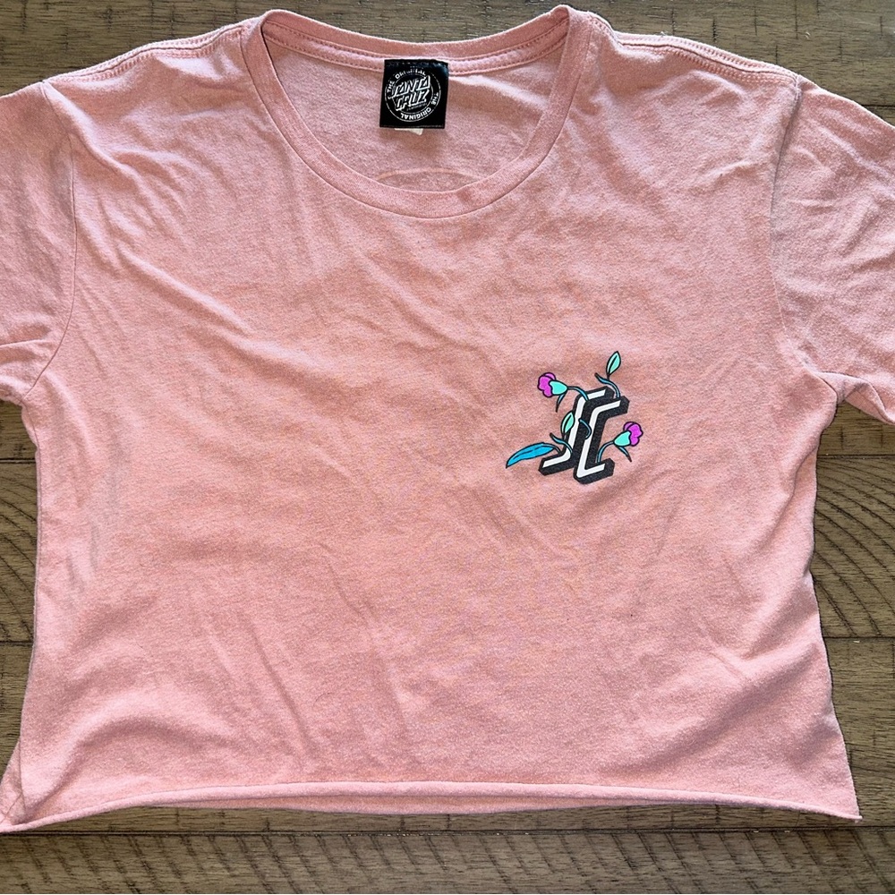 Santa Cruz Skateboards Pink Crop Top with Floral Logo